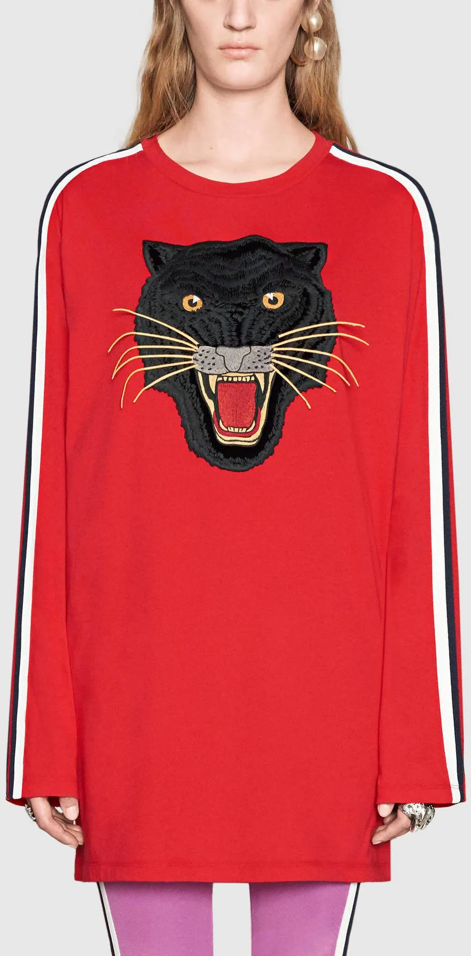 Oversize Long-Sleeve T-Shirt with Panther