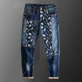 Patchwork Stitching Printed Jeans