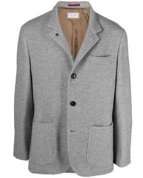 Pearl Grey Herringbone Notched Lapel Jacket