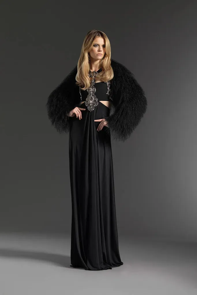 Pre-Fall 2011 Gucci by Frida Giannini Runway Closing Look 42 Black Mongolian Fur Cropped Jacket