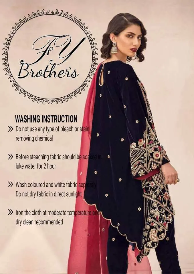 Riffat & Sana Velvet Dresses - Embroidered Net Dupatta - Replica - Unstitched