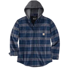 Rugged Flex Relaxed Fit Flannel Fleece Lined Hooded Shirt Jac | Navy