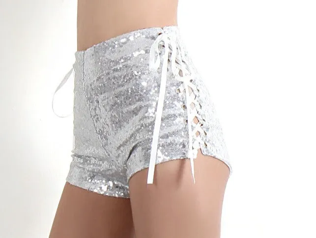 Side Tie Sequin Shorts