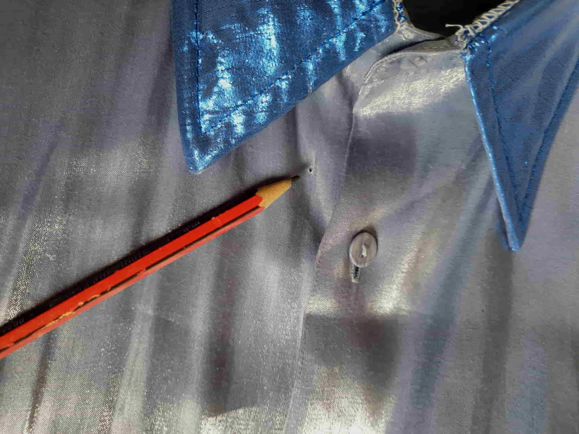 Silvery Blue Glittery Shirt With Contrast Metallic Collar & Bow Tie by Anthony Kulsar