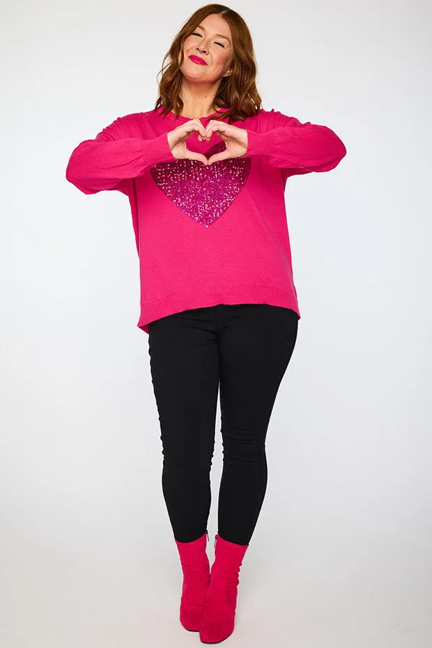 Sparkle Heart Pink Knit