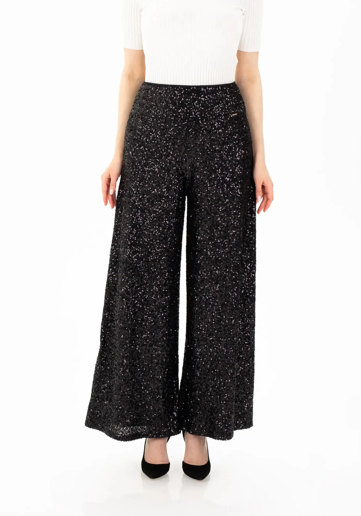 Sparkle Sequin Wide Leg Flare Pants for Women