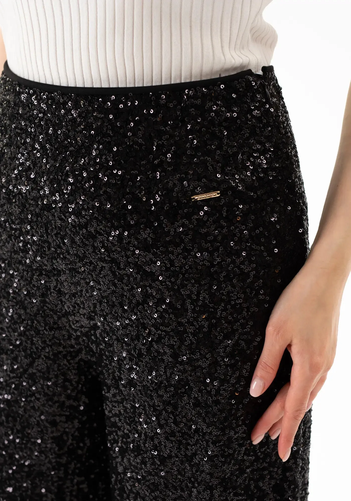 Sparkle Sequin Wide Leg Flare Pants for Women