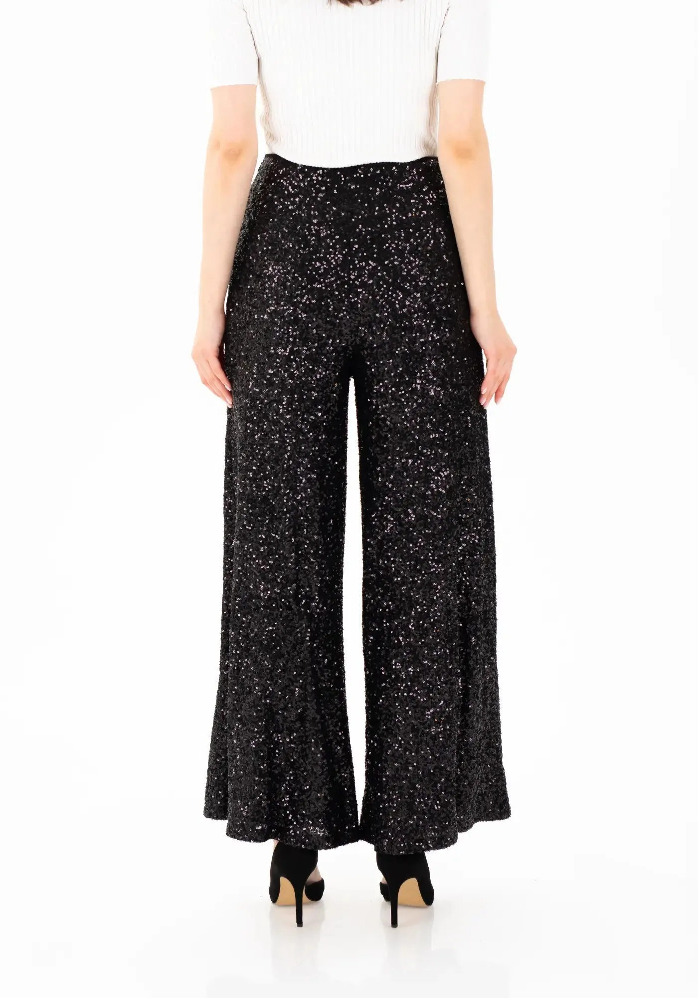 Sparkle Sequin Wide Leg Flare Pants for Women