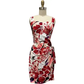 Watercolor Hibiscus Red Sarong Dress